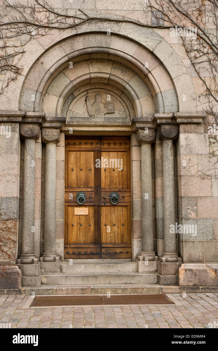 Door at the Cathedral at Viborg, Denmark Stock Photo