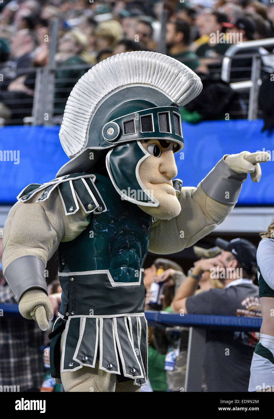 Michigan State Mascot Sparty In Action During The 79th Goodyear Cotton Bowl Classic Game Between The Michigan State Spartans And Baylor Bears January 1st 15 At The At T Stadium In Arlington Texas Michigan State Mascot Sparty In Action During The 79th Goodyear Cotton Bowl Classic Game Between The Michigan State Spartans And Baylor Bears January 1st 15 At The At T Stadium In Arlington Texas
