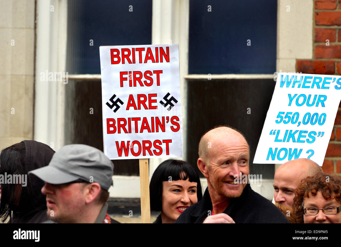 Rochester, Kent, England, UK. Britain First (right-wing political group) march in Rochester ahead of the 2014 by-election. Stock Photo