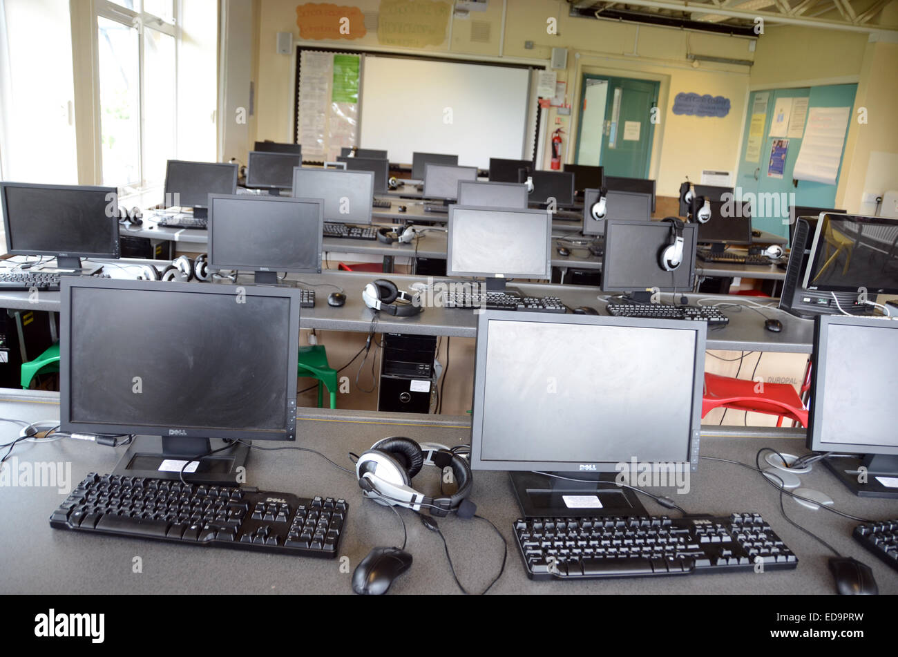 british junior school ICT room Stock Photo