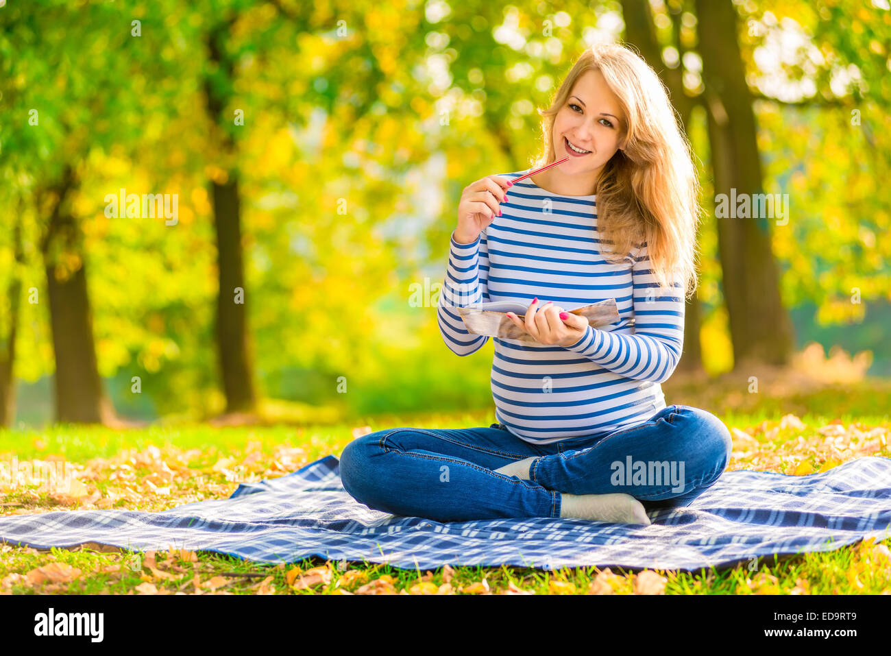Portrait expectant mother preparing for childbirth Stock Photo