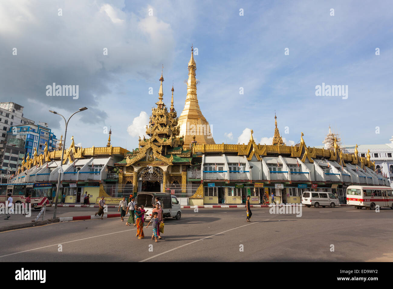 Sule Pagoda, Downtown Yangon, Myanmar. Stock Photo
