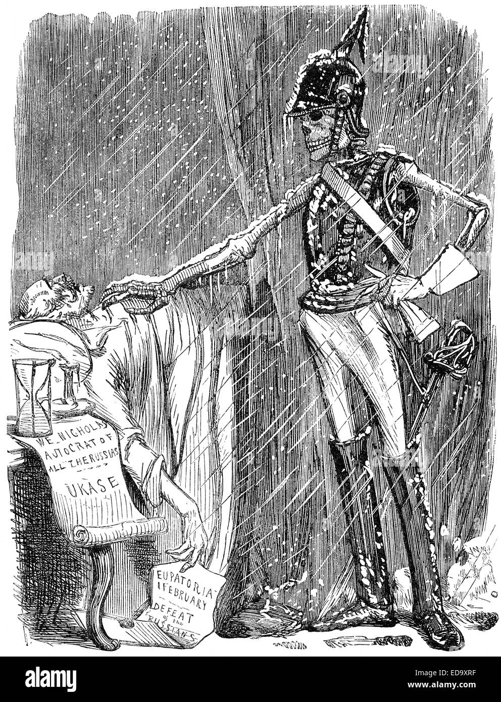 GENERAL FÉVRIER TURNED TRAITOR, the death of Nicholas I; 1796-1855, Emperor of Russia, caricature by John Leech cartoon from 'Pu Stock Photo