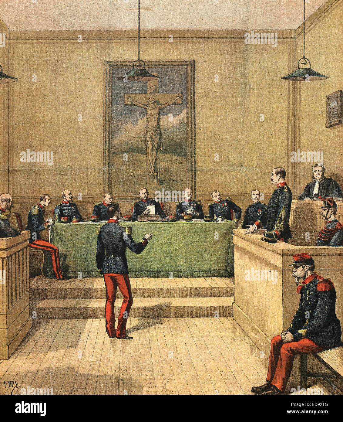 ALFRED DREYFUS  (1859-1935) at his trial in December 1894 from Le Petit Journal Illustre Stock Photo