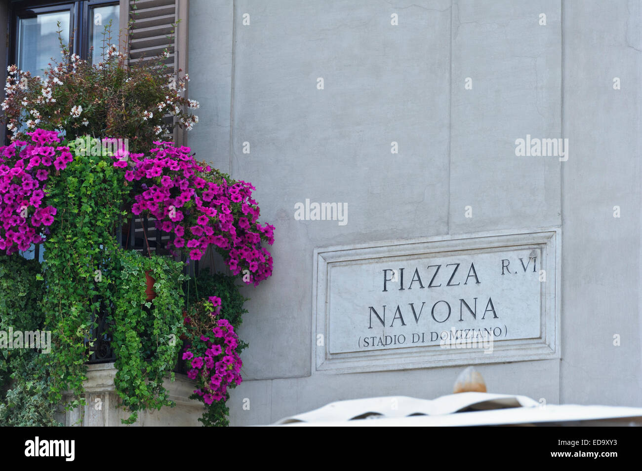 Piazza Navona street sign on the wall, Rome, Italy. Stock Photo