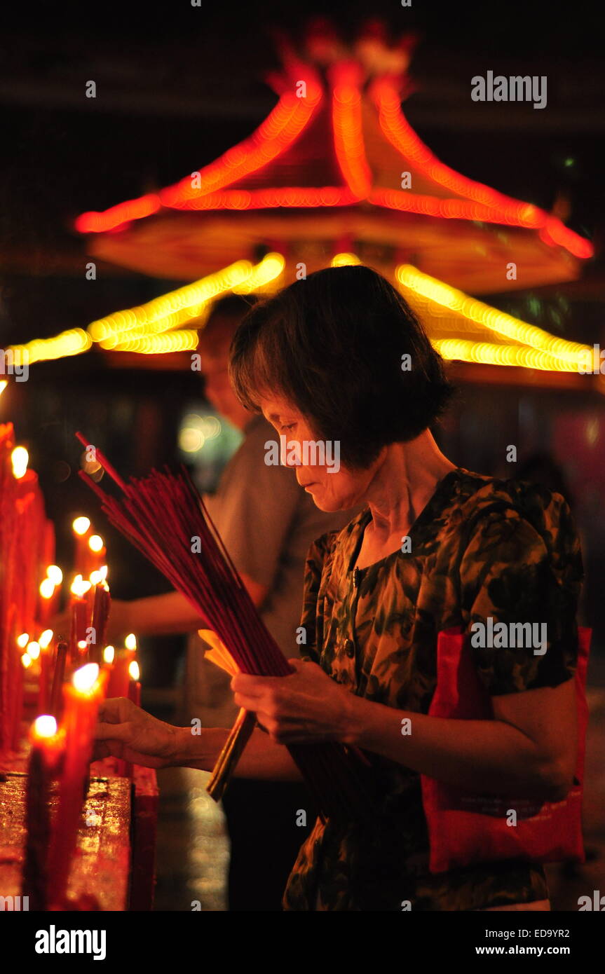 People Burn Incense in Temple Stock Photo Alamy