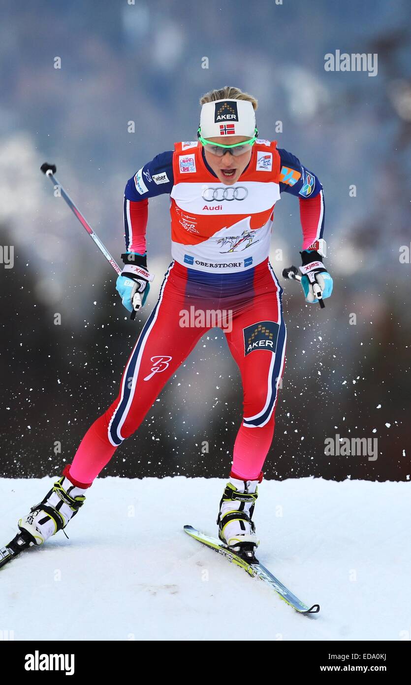 Oberstdorf, Germany. 3rd Jan, 2015. Therese Johaug of Norway in action during the women's opening prologue in cross-country skiing's Tour de Ski Saturday in Oberstdorf, Germany, 3 January 2015. PHOTO: KARL-JOSEF HILDENBRAND /DPA/Alamy Live News Stock Photo