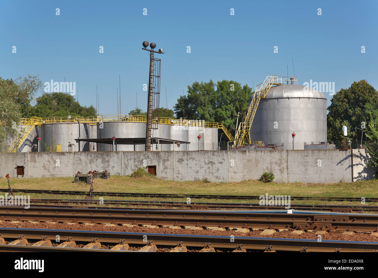 Old oil depot near the railway station Stock Photo Alamy