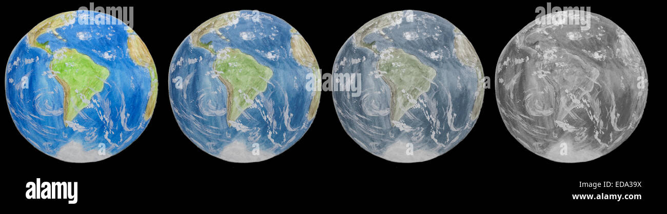 Planet earth becomes more and more polluted and sick. Stock Photo