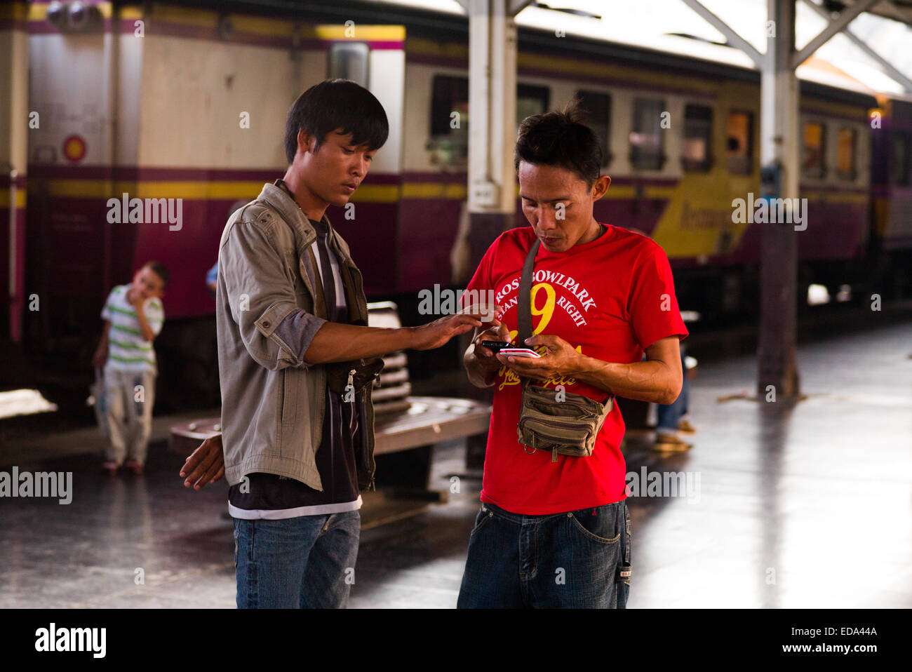 Travelers, Hualamphong main train station, Bangkok, Thailand. Stock Photo