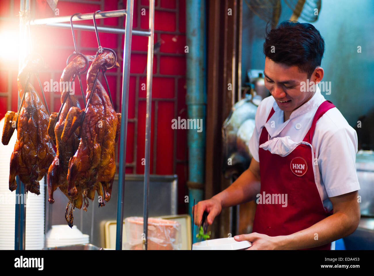 Peking Duck, Hong Kong Noodles shop, Chinatown, Bangkok, Thailand. Stock Photo