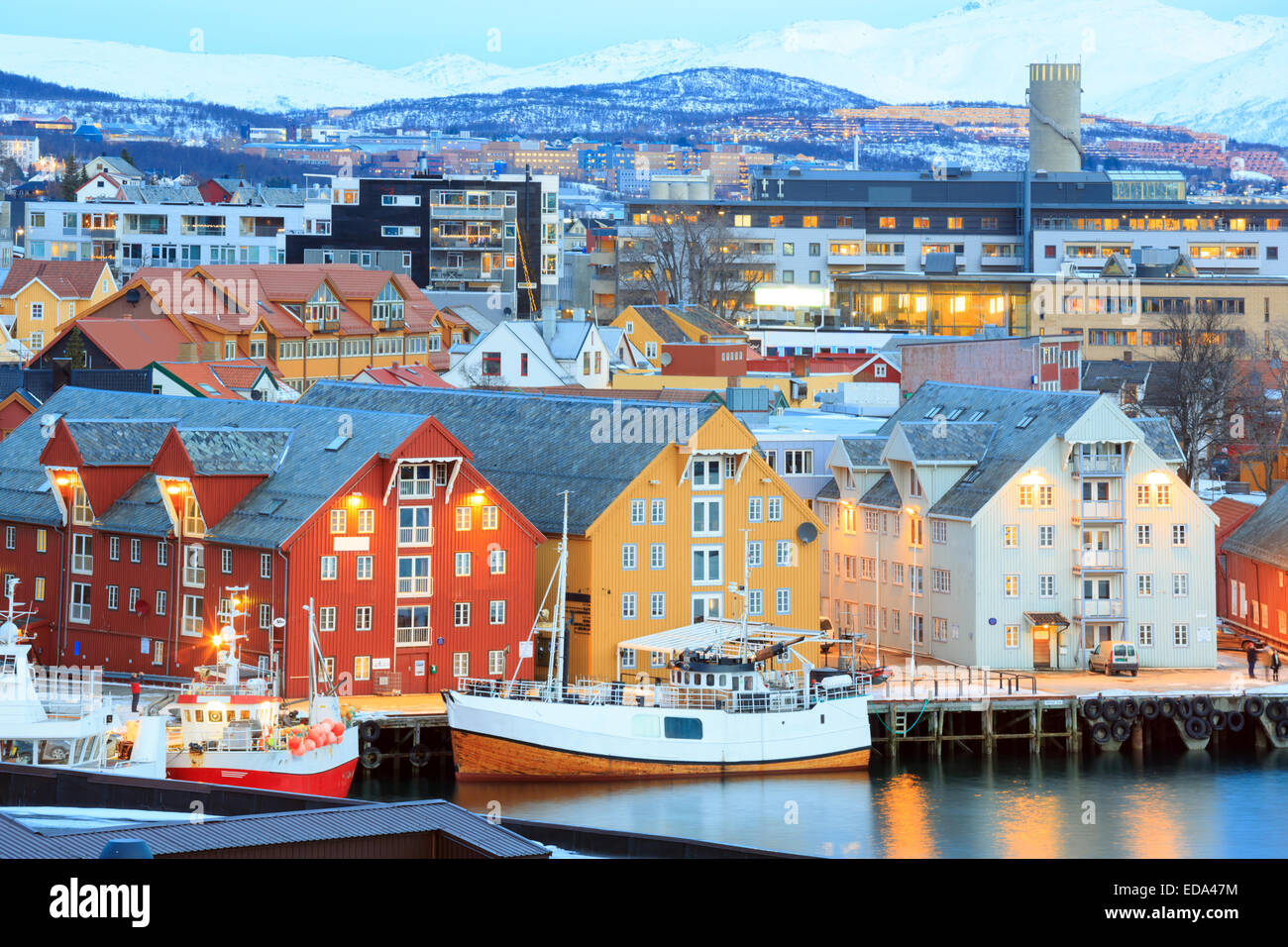 Aerial view of Tromso Cityscape at dusk Norway Stock Photo - Alamy
