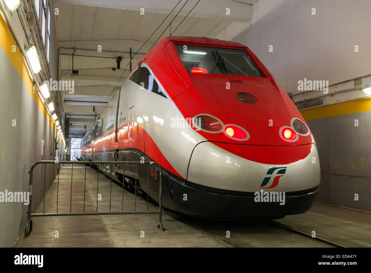 a train ready to exit from the workshop Stock Photo - Alamy