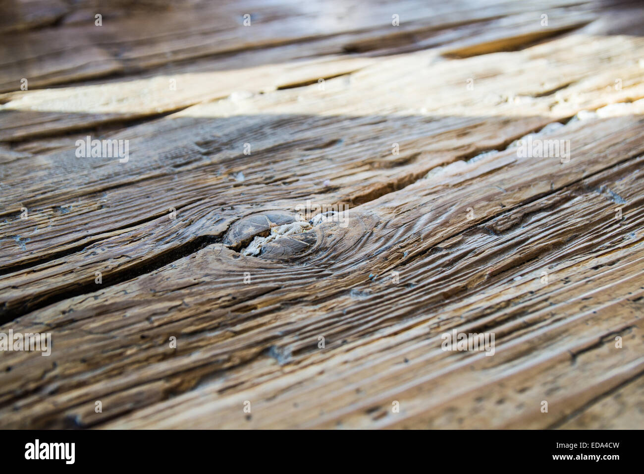 raw board with knot in the wood Stock Photo
