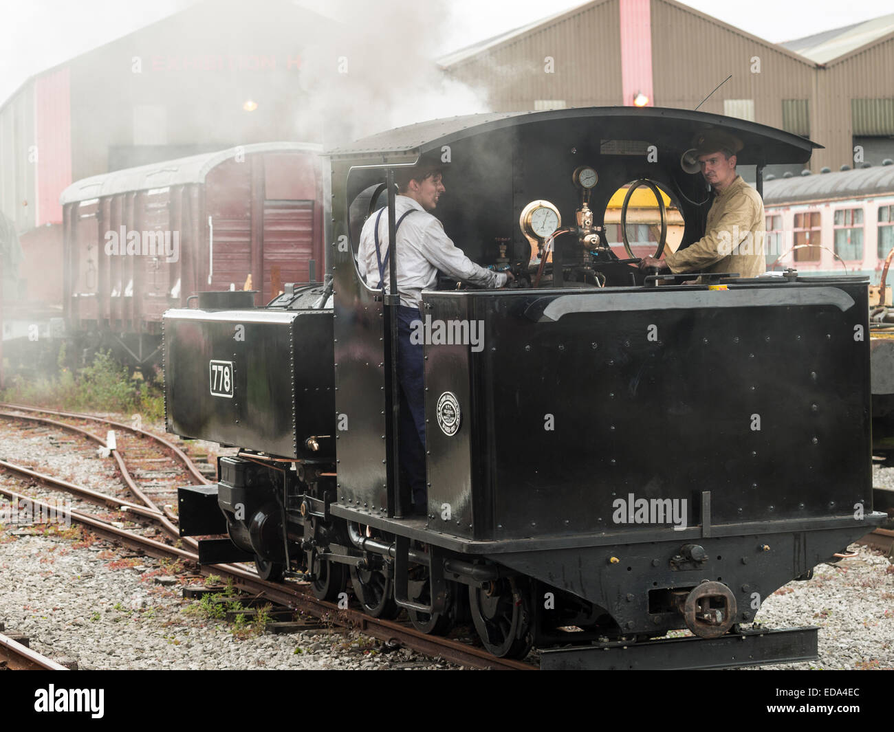 Baldwin vintage steam locomotive on the Golden Valley Light Railway, near ripley, Derbyshire, UK Stock Photo