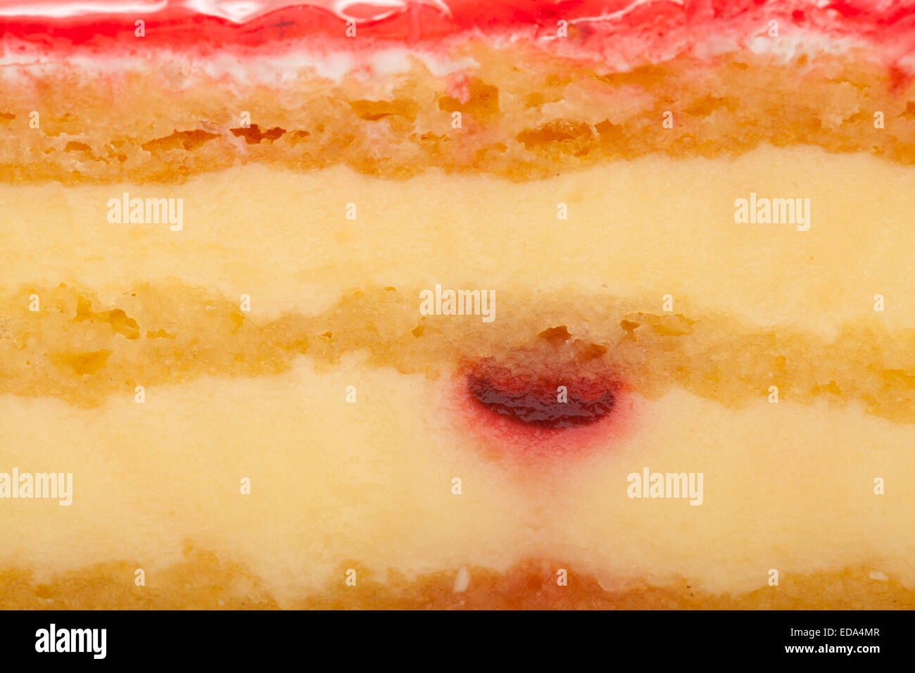 strawberry and cream layer cake food background Stock Photo