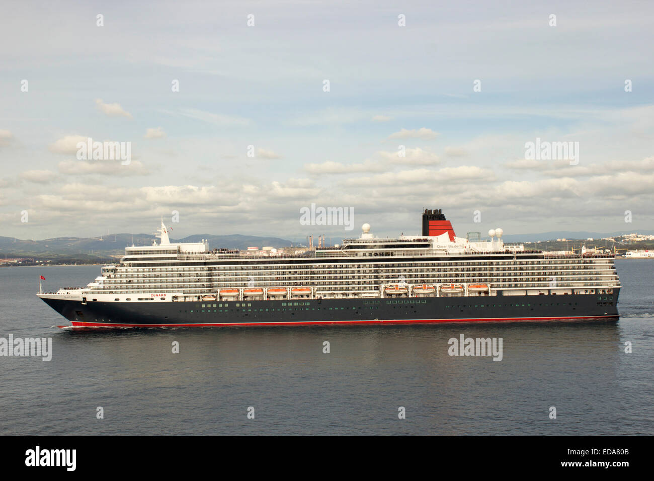MS Queen Victoria (QV) cruise ship operated by the Cunard Line Vista-class cruise ships in St Petersburg, Russia Stock Photo