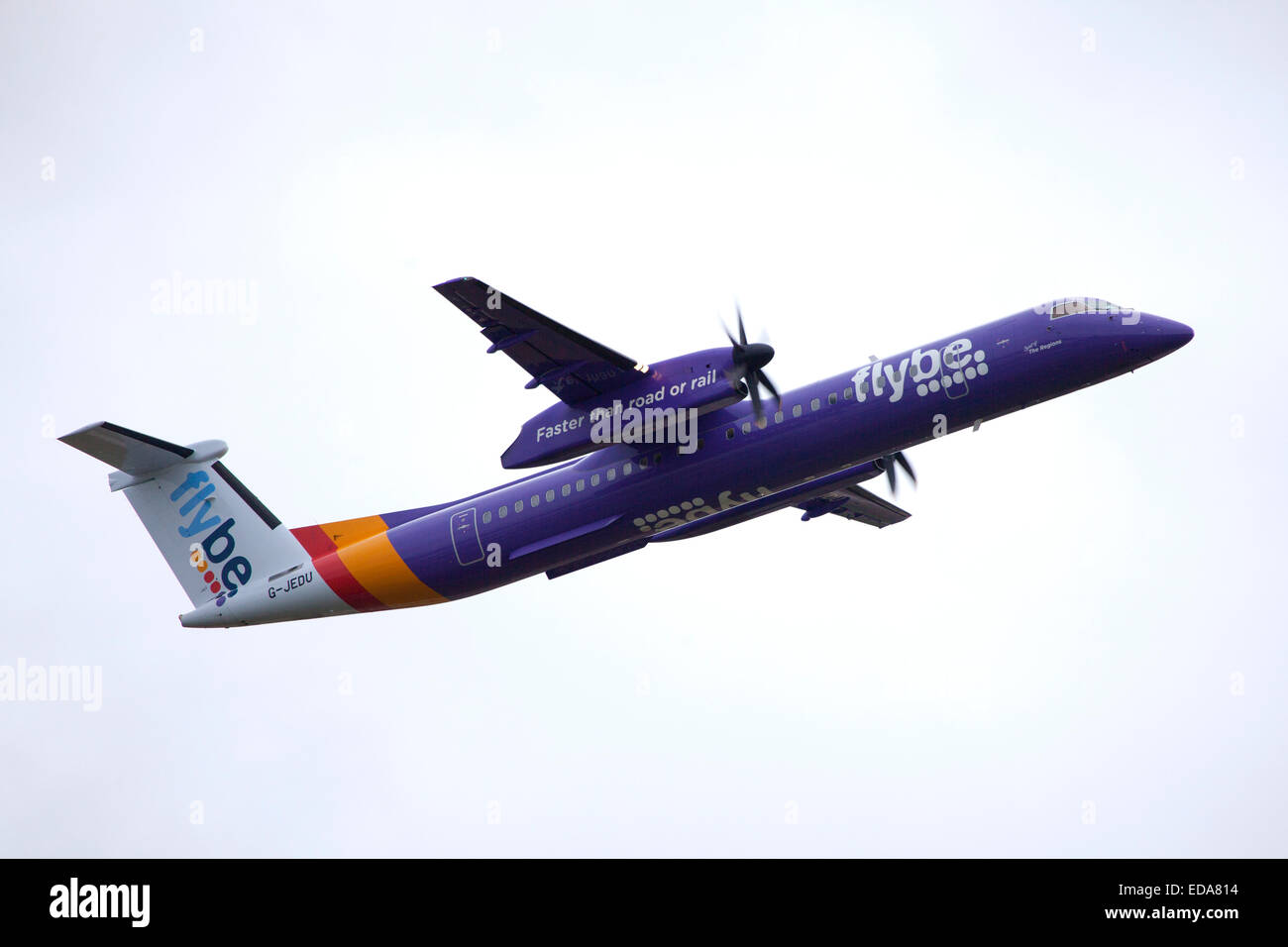 G-JEDU Flybe De Havilland Canada DHC-8-402Q Dash take off Stock Photo