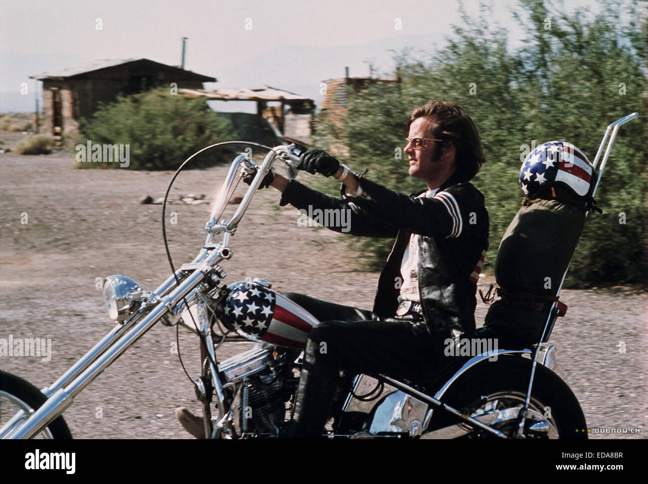 Easy Rider is a 1969 American road movie written by Peter Fonda, Dennis Hopper, and Terry Southern, produced by Fonda and directed by Hopper. It tells the story of two bikers (played by Fonda and Hopper) who travel through the American Southwest and South. Stock Photo