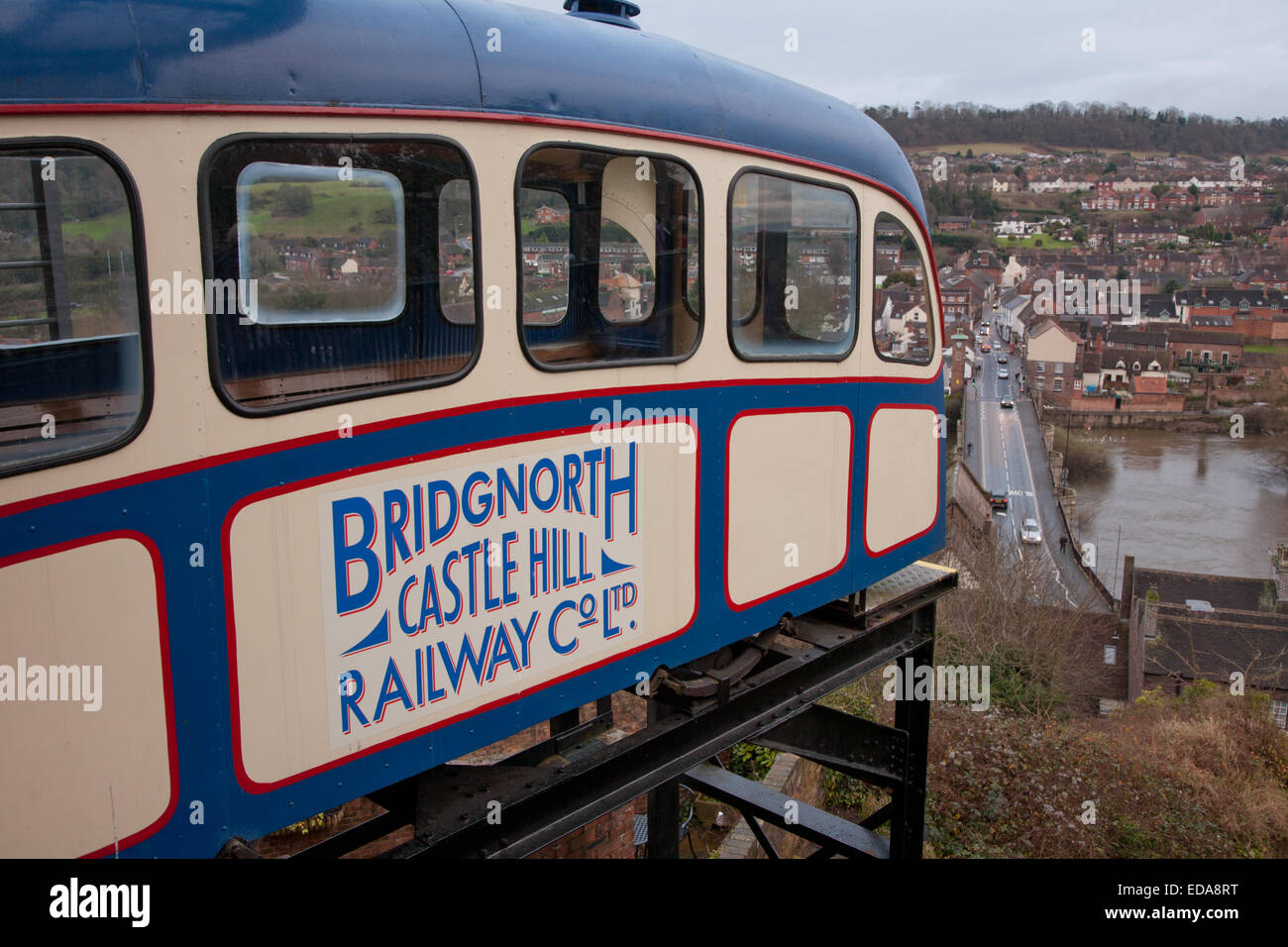 The Castle Hill funicular railway, Bridgnorth, Shropshire UK Stock Photo
