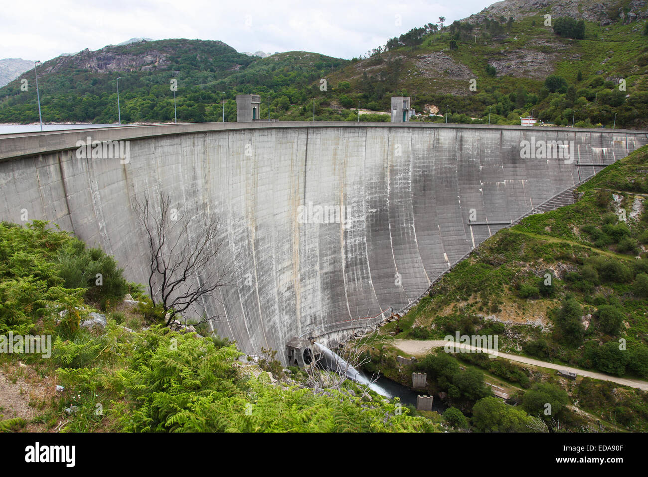 Hydropower dam in Peneda Geres, the only national park in Portugal, located in the Norte region. Stock Photo