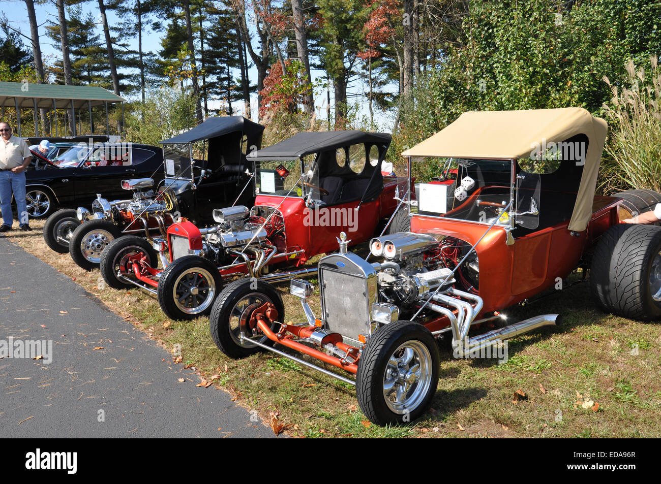 Three custom built T Bucket Hot Rod cars Stock Photo Alamy