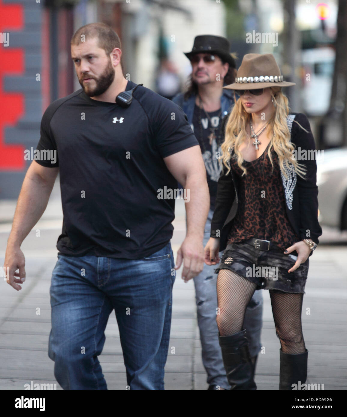 Richie Sambora and Orianthi arrive for their concert at the Ulster Hall  Featuring: Orianthi Panagaris,Richie Sambora Where: Belfast N Ireland, United Kingdom When: 01 Jul 2014 Stock Photo