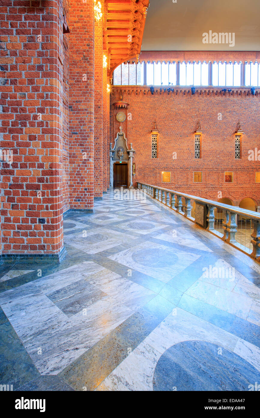 STOCKHOLM - DECEMBER 23: Interior of Blue Hall of the Stockholm City Hall on December 23, 2012 in Stockholm, Sweden. The Blue Ha Stock Photo