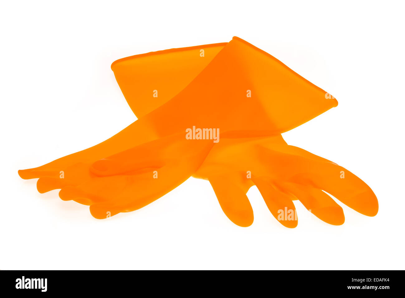 Anti acid Gloves ultra strong orange isolated Stock Photo