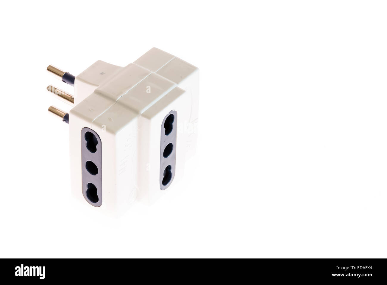 Withe Italian plug 16 ampere and adapter Stock Photo