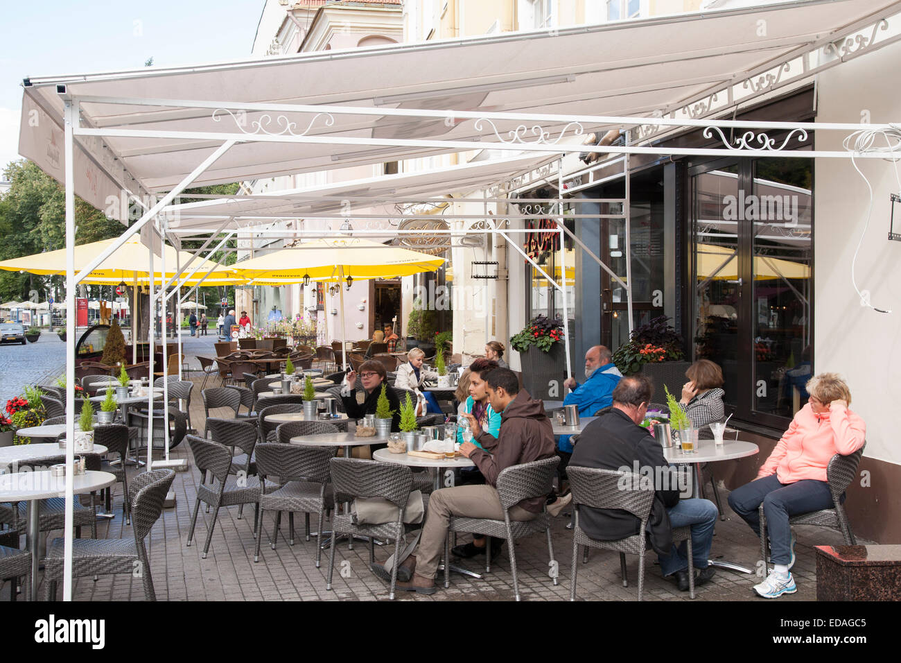 Cafe, Bar and Restaurant, Traku Street; Vilnius; Lithuania Stock Photo