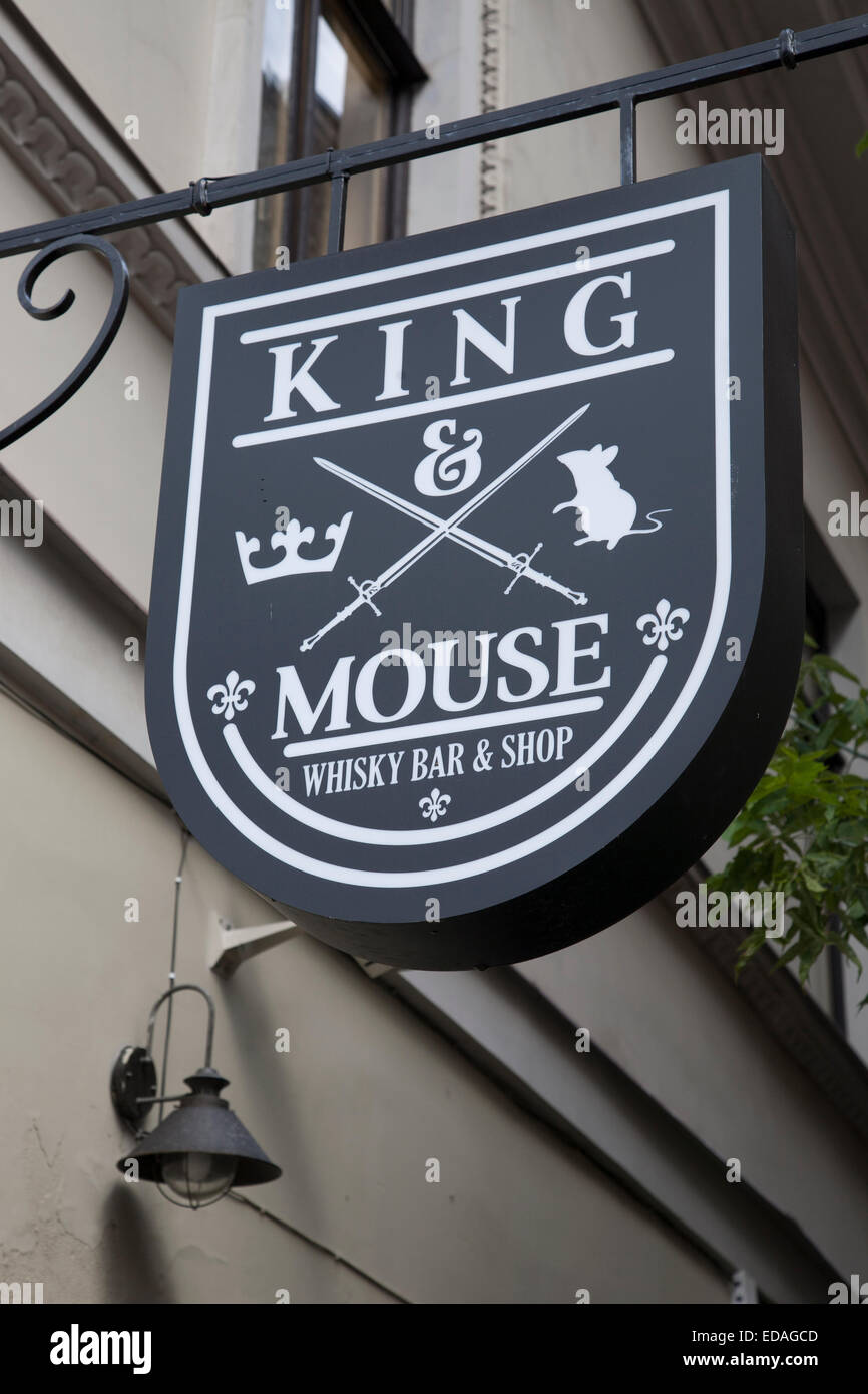 King Mouse Whisky Bar Shop Sign; Vilnius; Lithuania Stock Photo Alamy