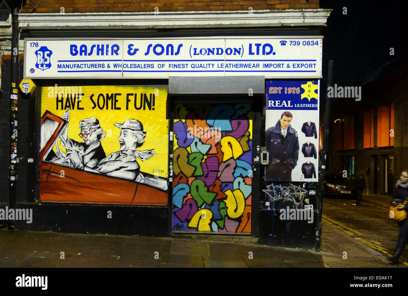 Graffito by Zabou in Brick Lane, London Stock Photo