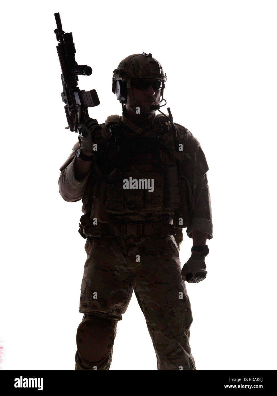 Silhouette of soldier Stock Photo