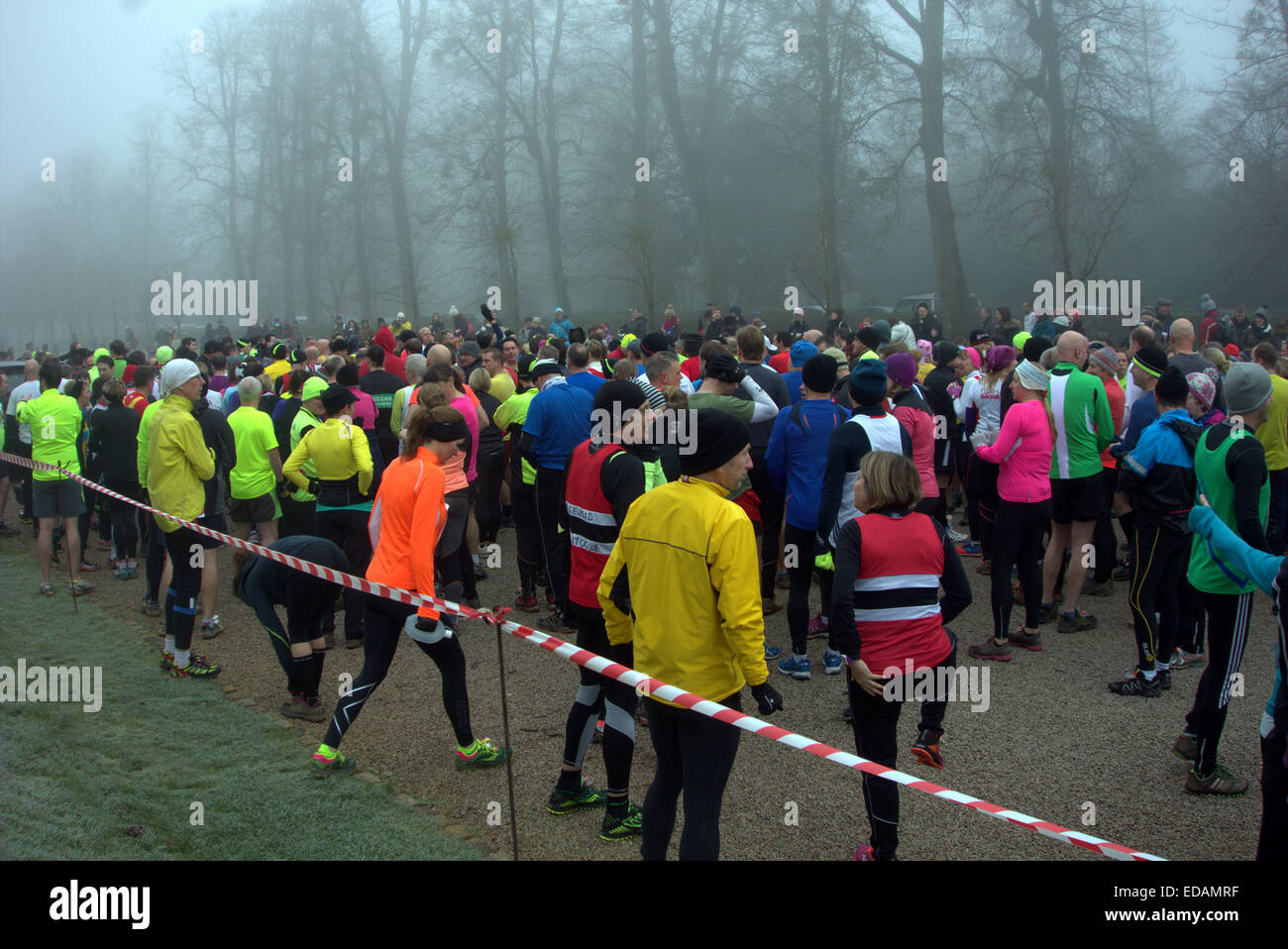 Alamy cliveden  On a misty & frosty January morning the Burnham Joggers held their annual 10k run, not as cold Stock Photo