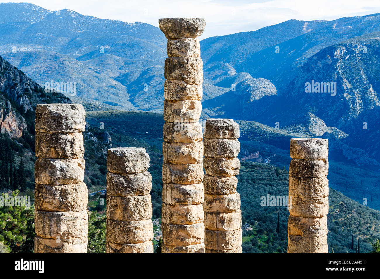 Delphi, Ancient Greece, Athena Pronaia Sanctuary Stock Photo