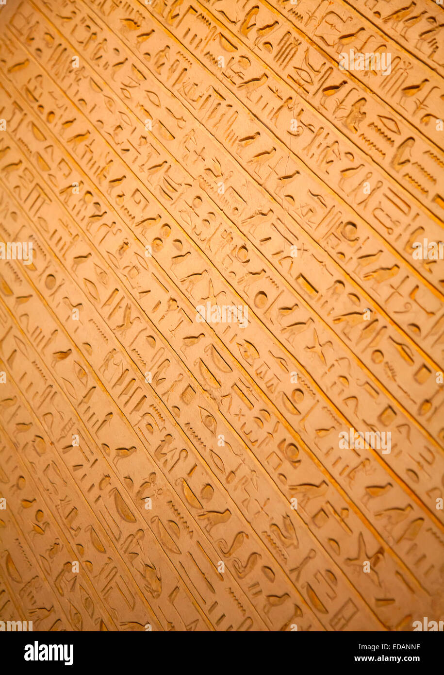 Egyptian hieroglyphs on the wall Stock Photo - Alamy