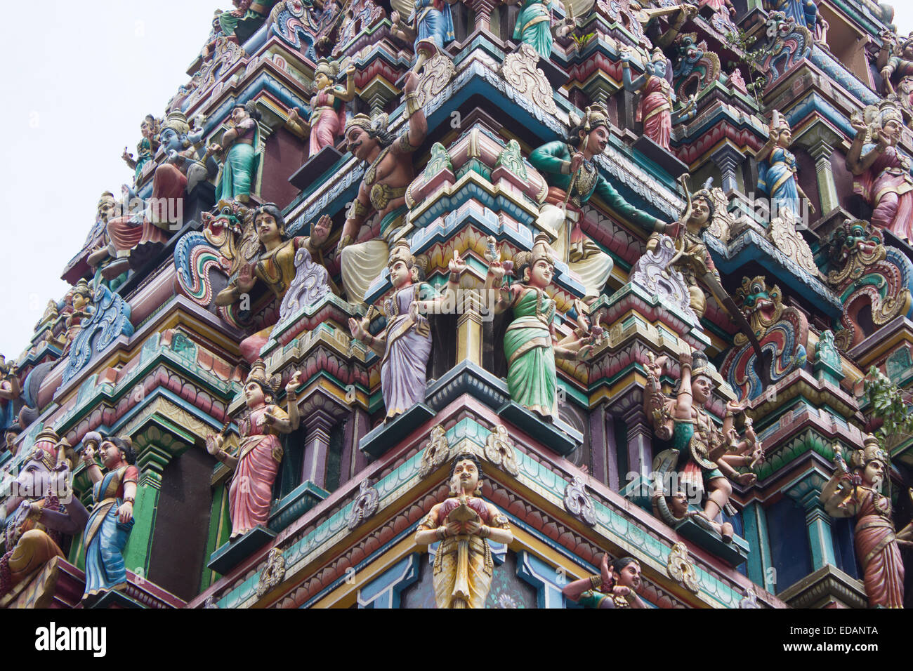 Entrance tower of Sri Maha Mariamman Temple Stock Photo