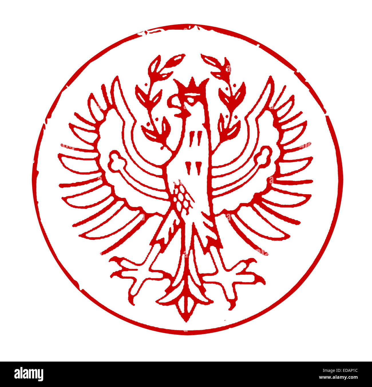 Postmark with the coat of arms of South Tyrol (Italy) Stock Photo
