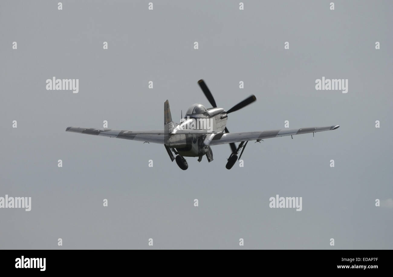 P51 Mustang shortly after take off Stock Photo