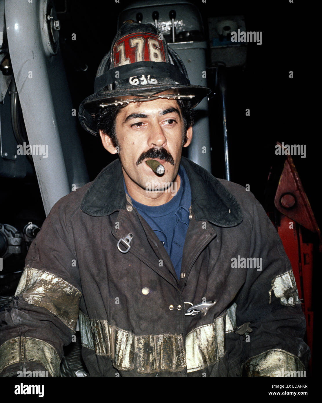USA, SOUTH BRONX, NEW YORK CITY - AUGUST 1977. New York City Fireman in the South Bronx. Stock Photo