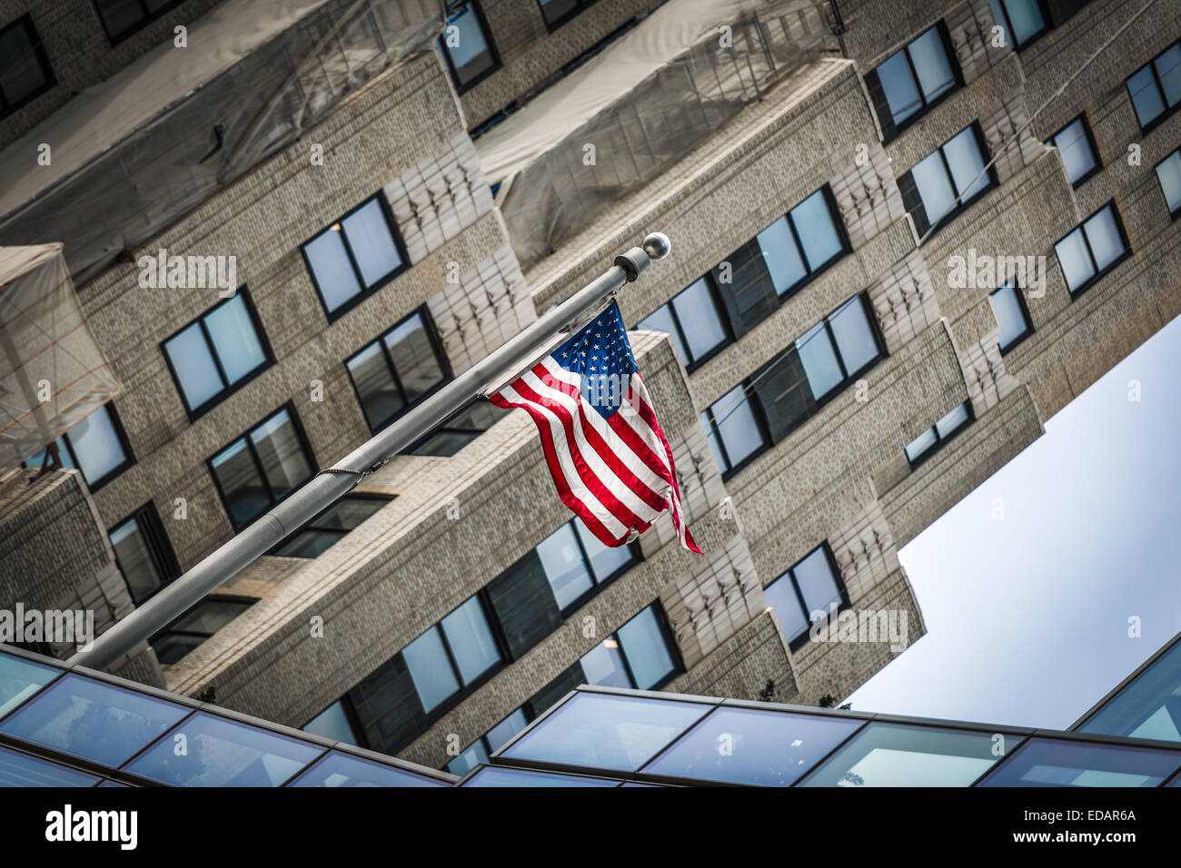 Stars & Stripes Over Manhattan Stock Photo