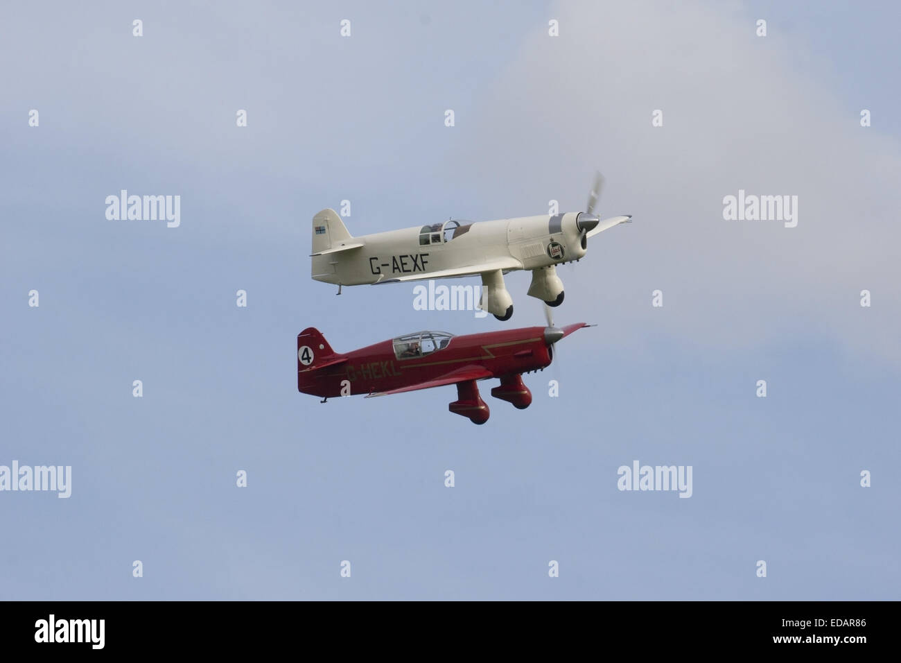 Two Percival Mew Gulls participating in an air race Stock Photo