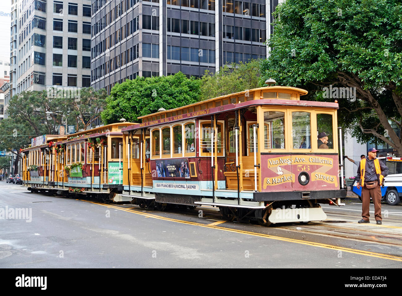 California Line cable car number 56, San Francisco, California, USA Stock Photo