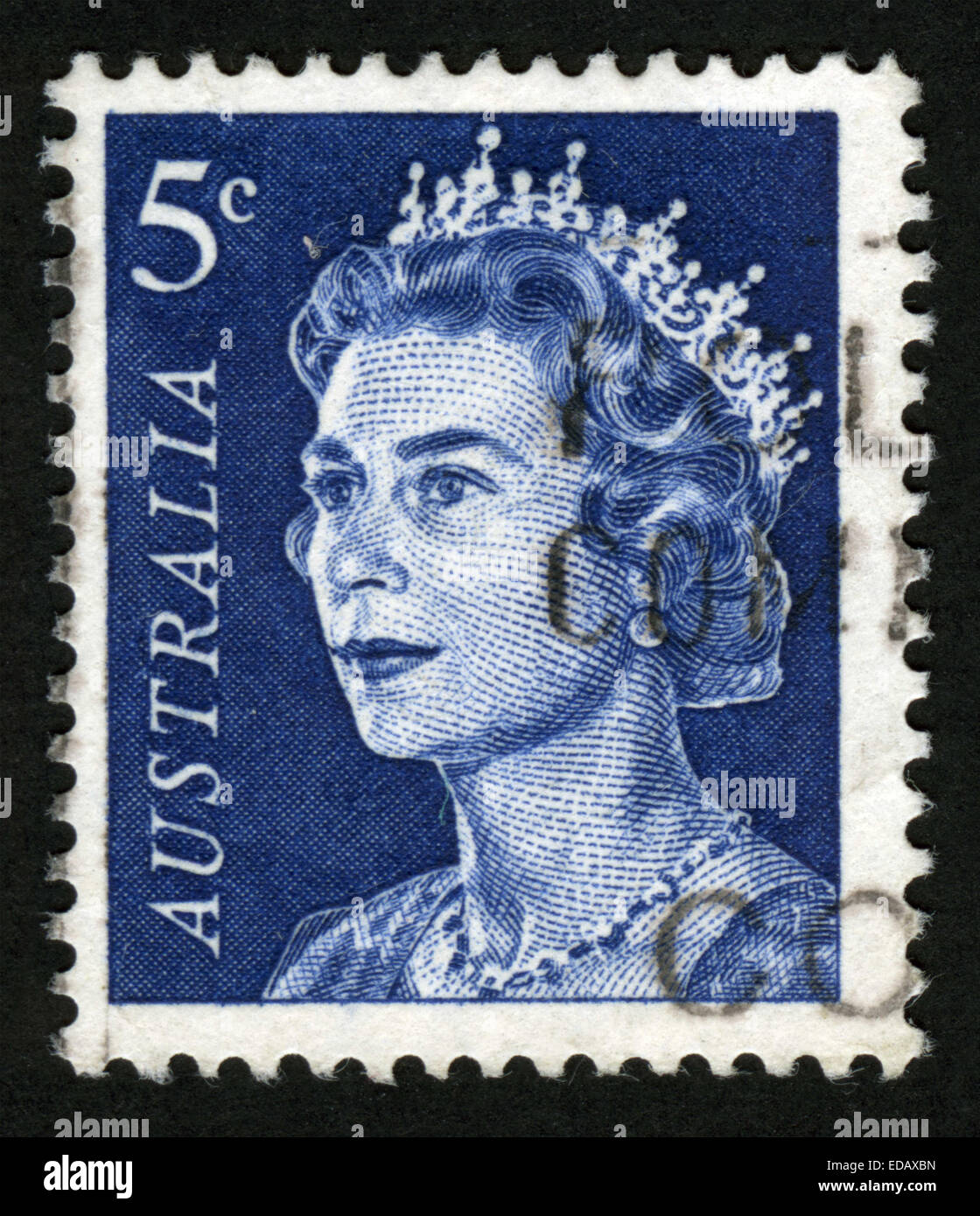 AUSTRALIA - 1971: A stamp printed in Australia, shows Queen Elizabeth ...