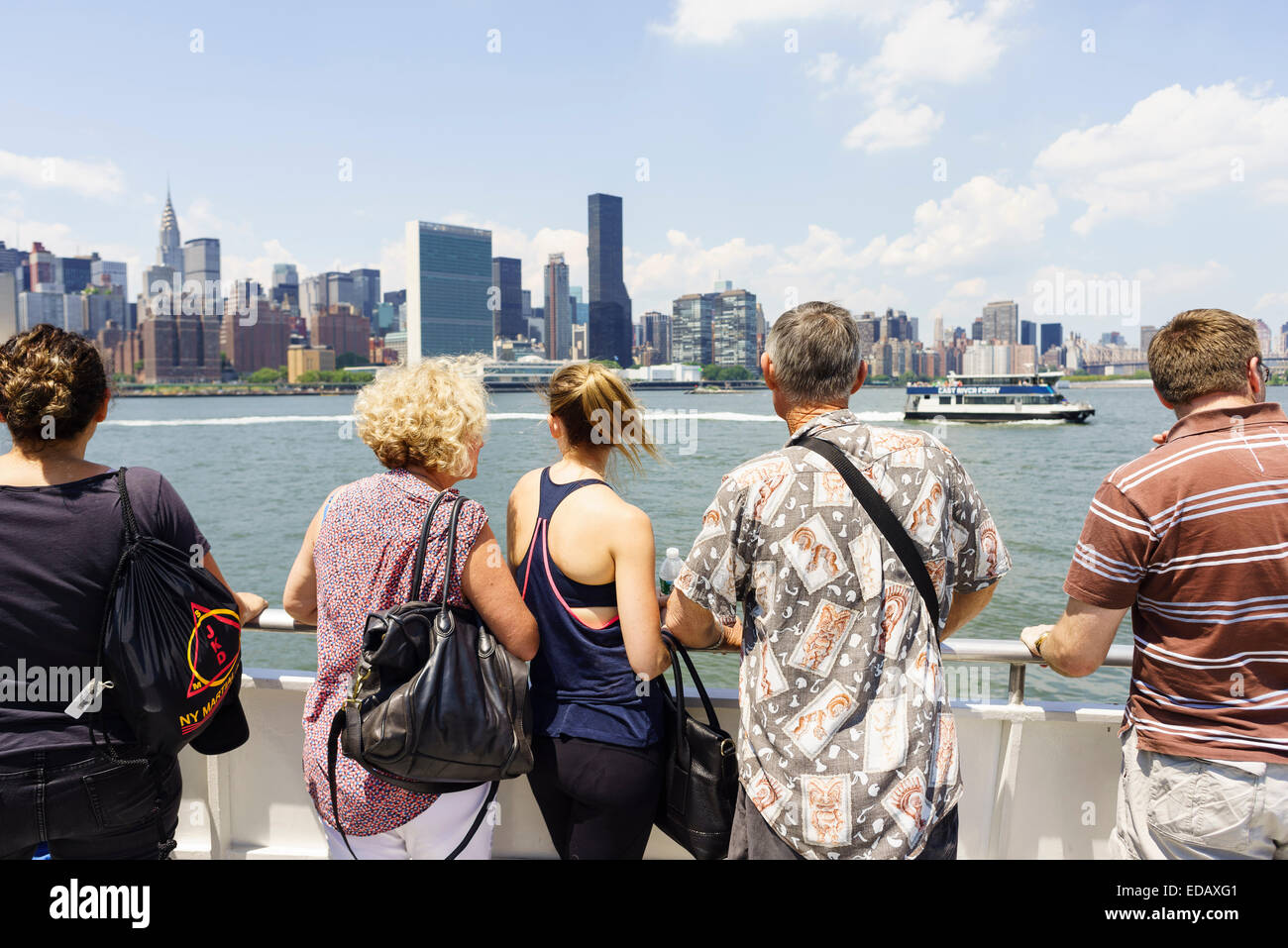 East river Ferry crossing from Midtown Manhattan to Long island City Stock Photo