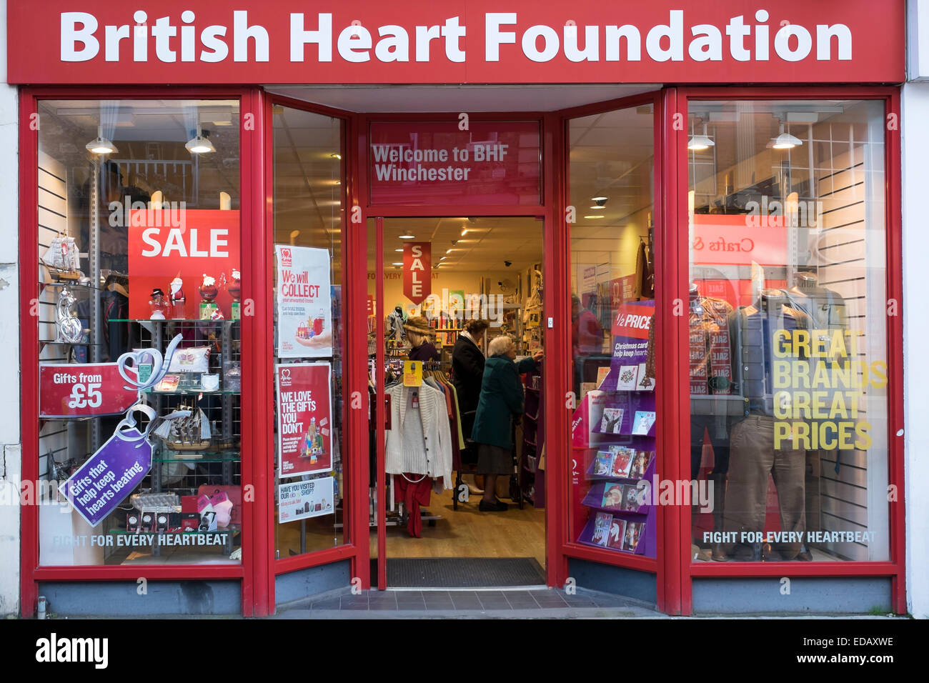 British heart foundation charity shop high street winchester, England UK  Stock Photo - Alamy