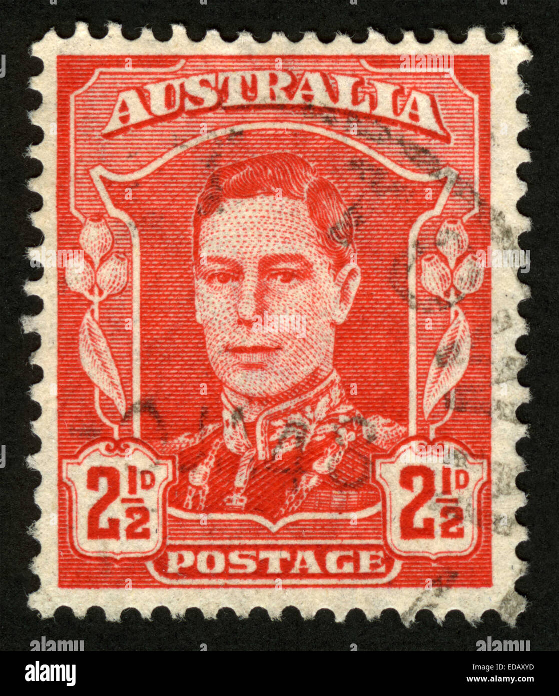 AUSTRALIA 1938 A stamp printed in Australia, depicts King VI