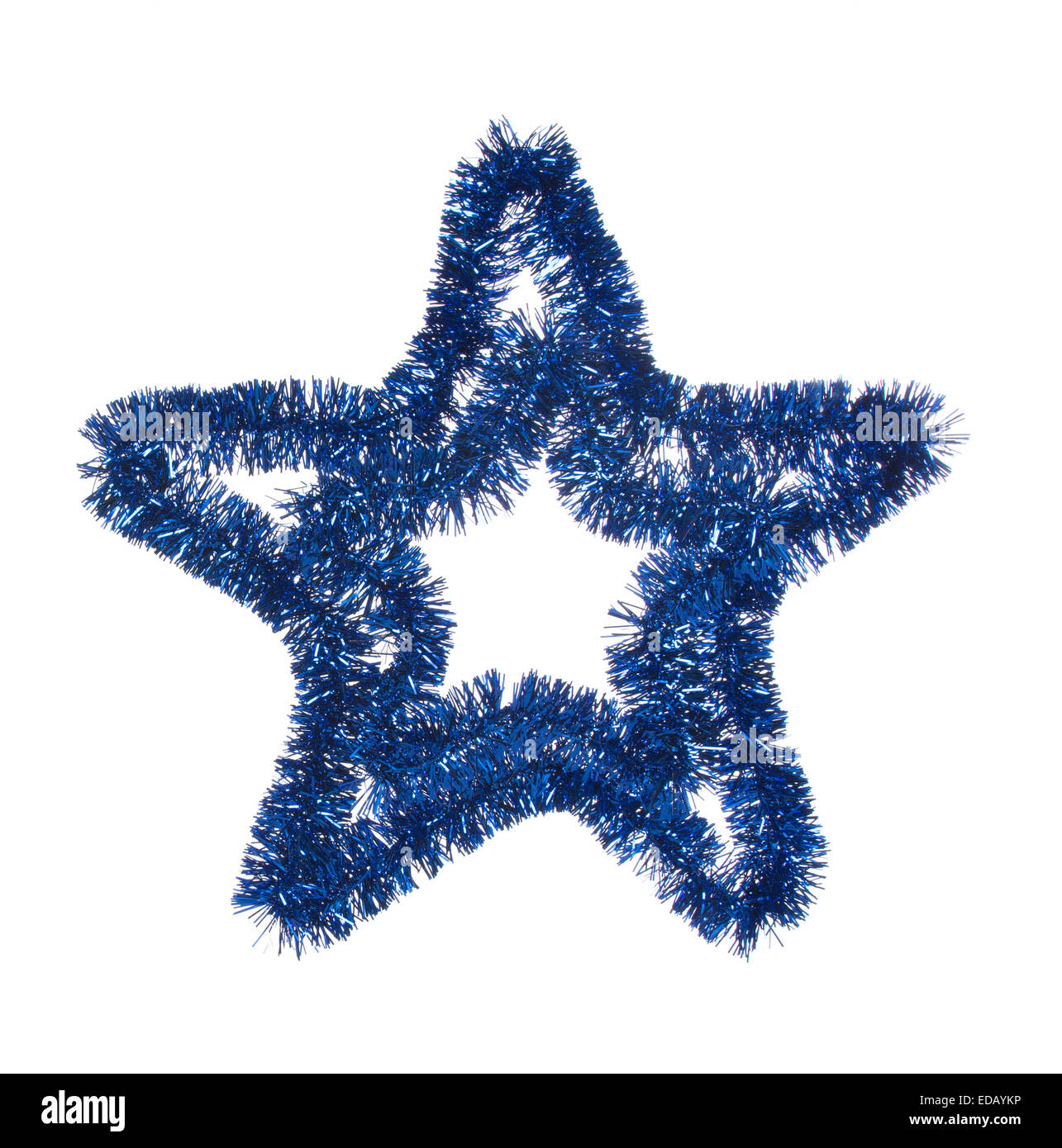 blue tinsel star on white background Stock Photo Alamy