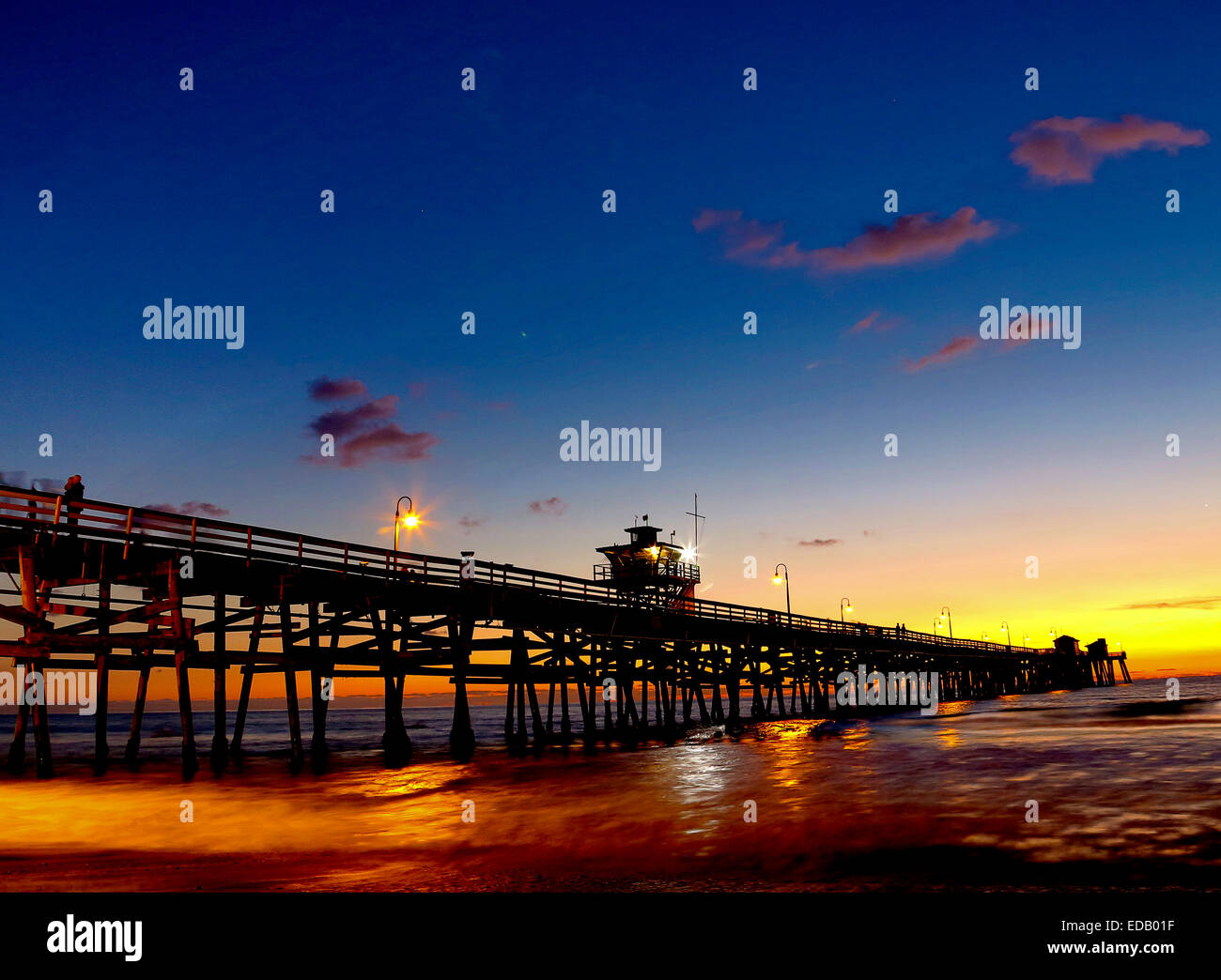 San Clemente Pier, California at night. Stock Photo